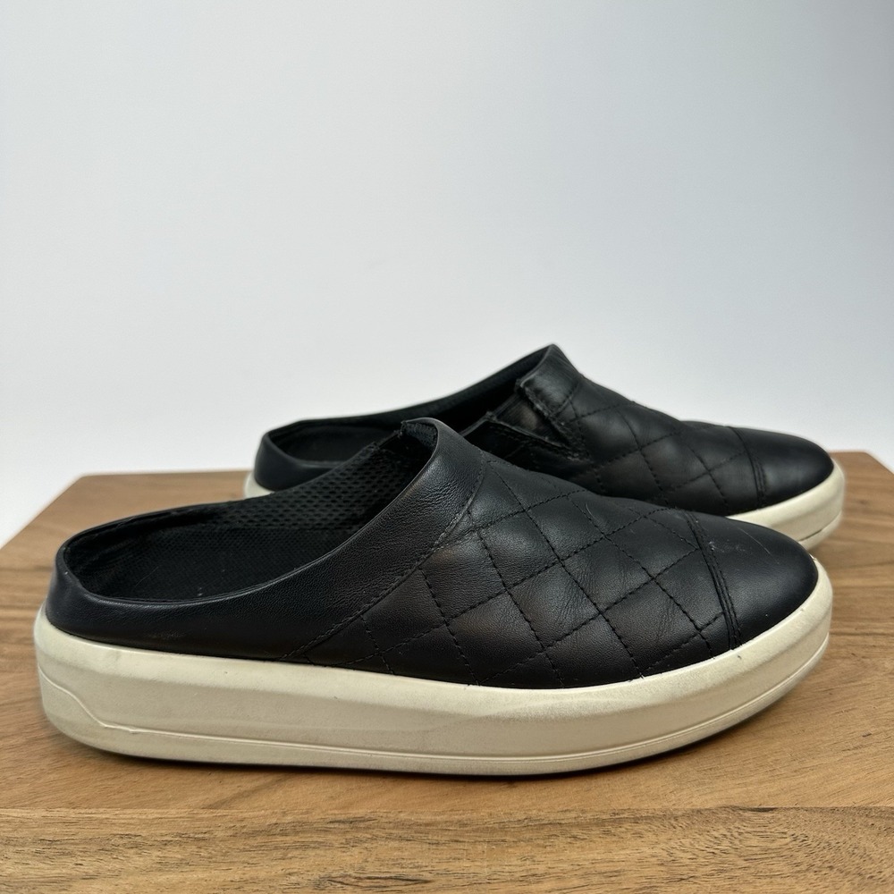 Womens Ecco Soft 9 II Quilted Black Leather Casual Mule Sneakers Shoes Size 36‎